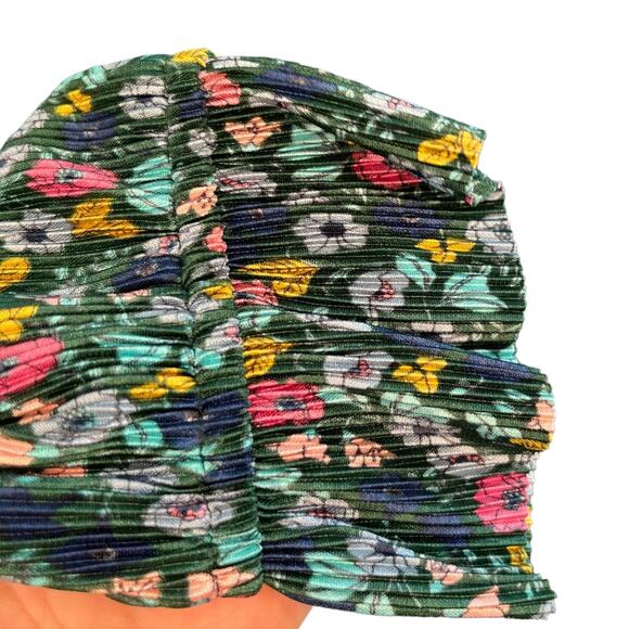 ASOS Design Midi Plisse Dress Green Floral Boho 12 - Picture 8 of 11